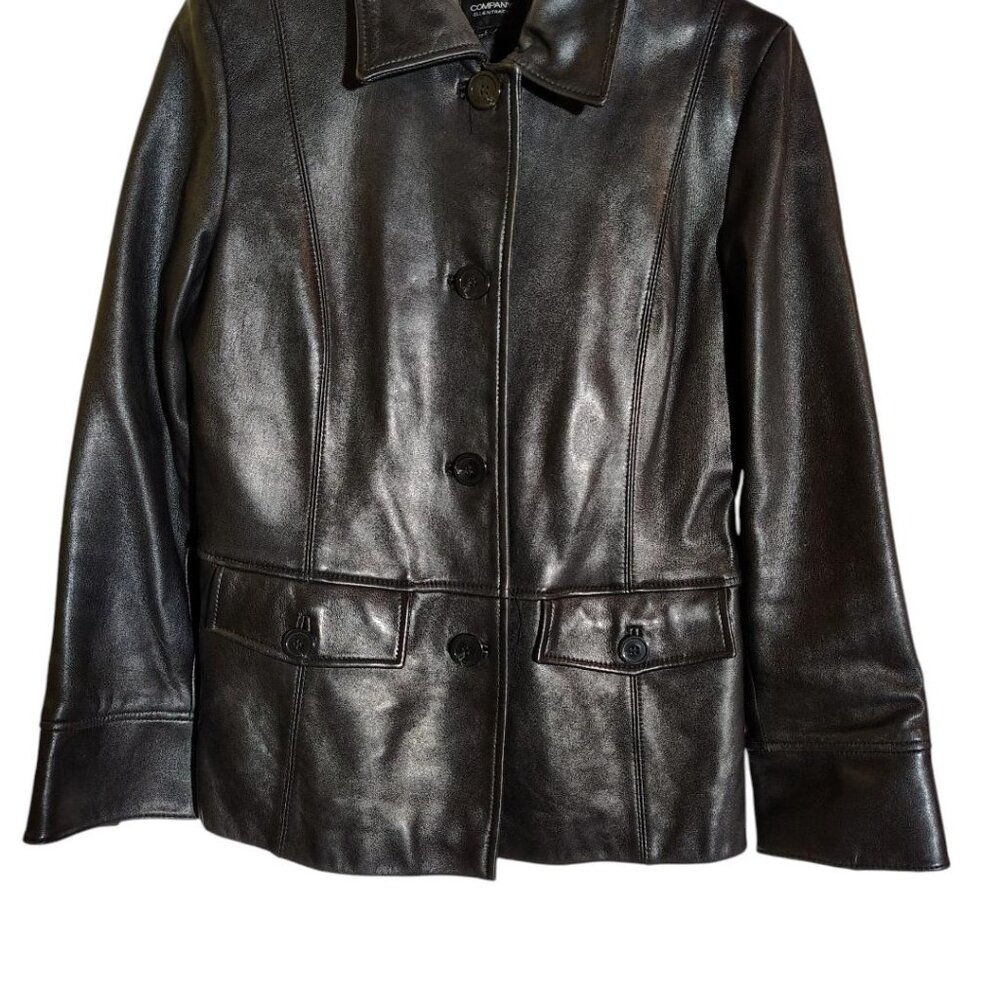 Company Ellen Tracey Leather Jacket, Size Large, Black.